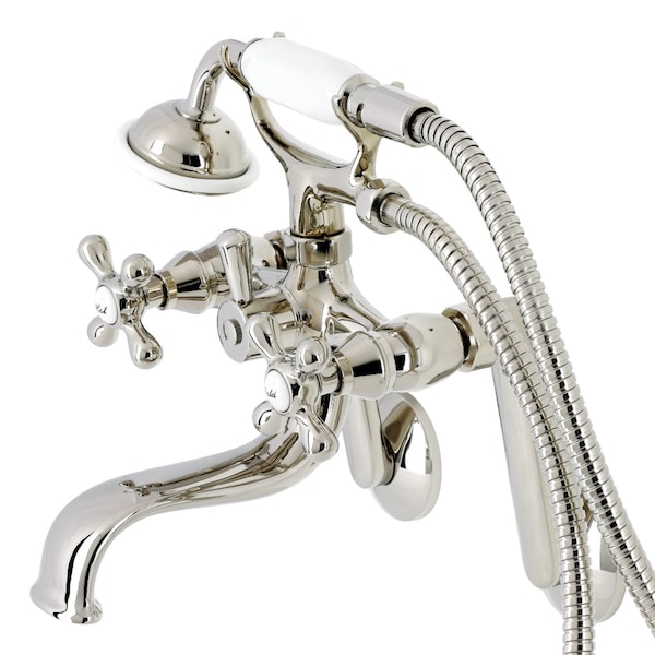Kingston Brass KS229PN Tub Wall Mount Clawfoot Tub Faucet with Hand Shower, Polished Nickel KS229PN - main